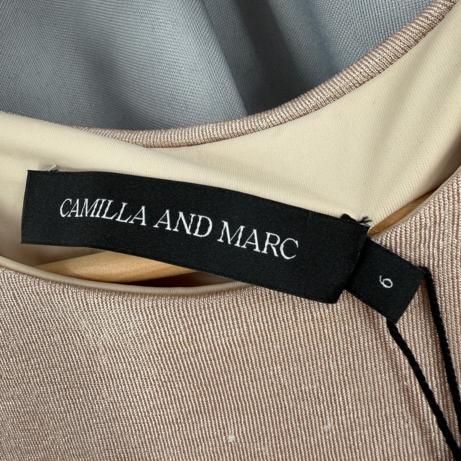 Camilla And Marc Lumino Stocking Bodysuit Size 2 Tan Color Shimmer Nwt — image 5 of 5